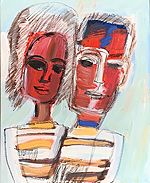 Kunst Malerei Gemälde Acryl auf Leinwand Man und Frau von vorne
