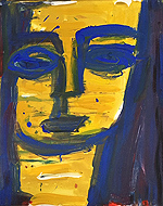 Kunst Malerei Gemälde Acryl auf Karton gelber Kopf mit langen Haaren
