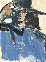 Kunst Malerei Gemälde Acryl auf Leinwand Person mit schwarzem Hut
