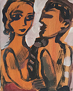 Kunst Malerei Gemälde Acryl auf Leinwand Mann und Frau stehen sich gegenüber und halten sich