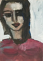 Kunst Malerei Gemälde Acryl auf Pappe Frauenkopf mit langen dunklen Haaren
