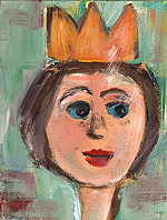 Kunst Malerei Gemälde Acryl auf Leinwand Prinzessin mit braunen Haaren und Krone