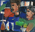 Kunst Malerei Gemälde Acryl auf Karton zwei Personen gehen spazieren
