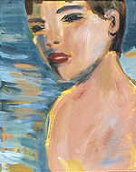 Kunst Malerei Gemälde Acryl auf Leinwand mit Kopf eines Mannes mit braunen Haaren