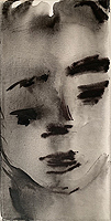 Kunst Malerei Gemälde Acryl auf Leinwand mit Frauenkopf und geschlossenen Augen