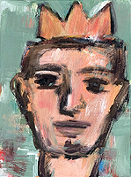 Kunst Malerei Gemälde Acryl auf Leinwand Prinz mit braunen Haaren und Krone