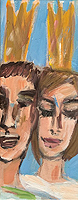 Kunst Malerei Gemälde Acryl auf Leinwand mit Königspaar mit goldenen Kronen