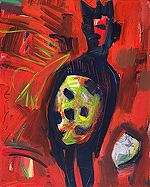 Kunst Malerei Gemälde Acryl auf Leinwand König mit Krone auf rotem Hintergrund